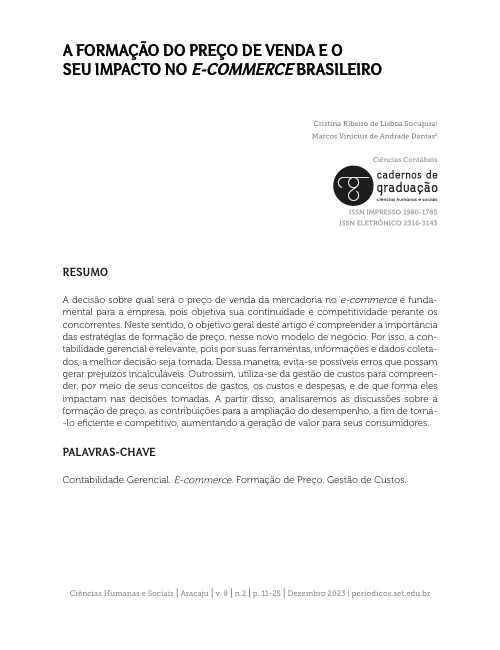 A FORMAÇÃO DO PREÇO DE VENDA E OSEU IMPACTO NO E-COMMERCE BRASILEIRO